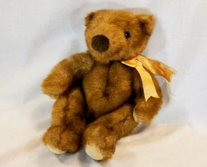 Vintage TY Baby Ginger 1996 Large Plush Teddy Bear Faux Mink Peach Bow - Picture 1 of 8