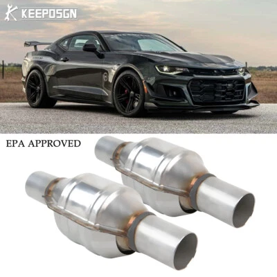Pair 2" Inlet/Outlet Catalytic Converter High Flow Stainless For Chevy Camaro SS - Image 1 of 4