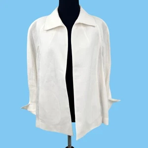 NWT TALBOTS PURE IRISH LINEN OPEN FRONT WHITE BLAZER JACKET - XL - Picture 1 of 5