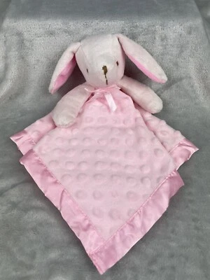 Pink Bunny Lovey Satin Minky Dots Security Blanket Soft Pink Plush Blankie - Image 1 of 4