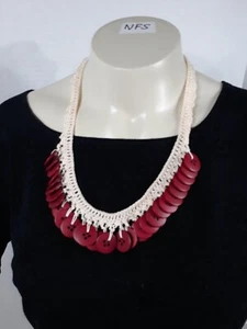 Handmade Crocheted Necklace MOP Buttons - Picture 1 of 6