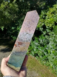 Ocean Jasper Crystal Gemstone Tower generator 854g 221mm - 8 & 10/16" - Picture 1 of 12