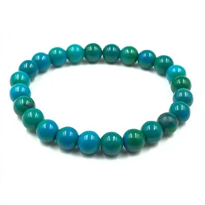 8mm Round Beads Natural Chrysocolla Gemstone Stretchable Bracelet 7.5" - Picture 1 of 4
