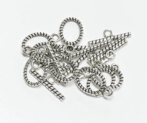 50 sets antique silver oval Toggle Clasps, bulk twisted toggle clasp - Picture 1 of 4