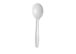 Premium Quality Plastic Spoons White Medium Weight Disposable 5.50" Length Party - Picture 1 of 3