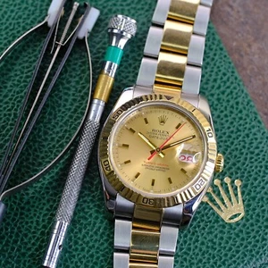 Rolex Datejust 116263 Champagne Dial 36mm YG Thunderbird Bezel Oyster Band Watch - Picture 1 of 5