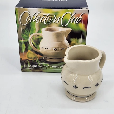 Longaberger Collector's Club Miniature Pottery Milk Pitcher New in Box #36242 Cover