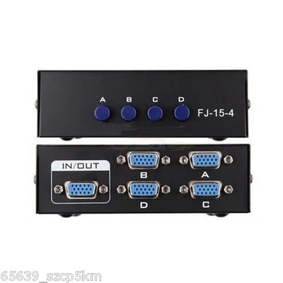 4-port VGA Video &Audio Switch Switcher Box Selector 4 in 1 out PC Monitor Share - Image 1 of 4
