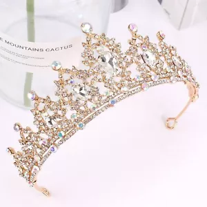 Crowns for Women Gold Tiara and Crown Queen Birthday Tiara AB Crystal Headban... - Picture 1 of 8