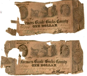 2 FOR 1 $1"FARMERS BANK O BUCKS" (PHILADELPHIA) (2 FOR 1)"BANK OF BUCKS" 2 FOR 1 - Picture 1 of 2