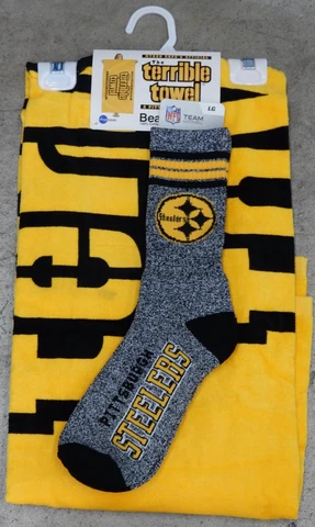 2 Pack NFL Pittsburgh Steelers Socks Gift Terrible Towel Beach Marbled Deuce Cover