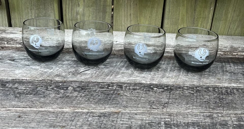 1970's BALTIMORE COLTS WASHINGTON REDSKINS Smoked Glasses Low Ball/Whisky/Juice Cover
