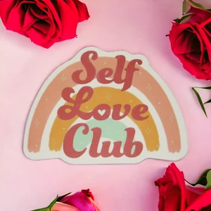 Pink Orange Blue Rainbow Self Love Club Spell Out Letters Sticker - Picture 1 of 2