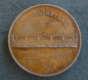 New London Bridge Opening By William IV 1831 Large Bronze Medallion By B. Wyon - Picture 1 of 2
