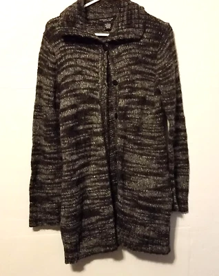 Cárdigan suéter tejido punto de referencia con botones talla grande negro manga larga Foto 1 de 4