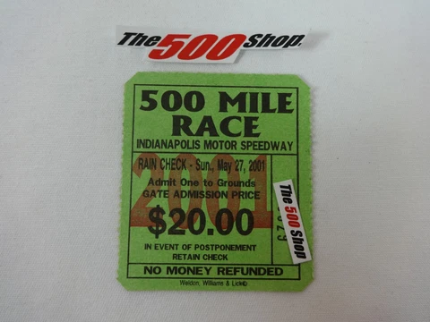 2001 Indianapolis 500 Mile Race Grounds Gate Admission Used Ticket Cover