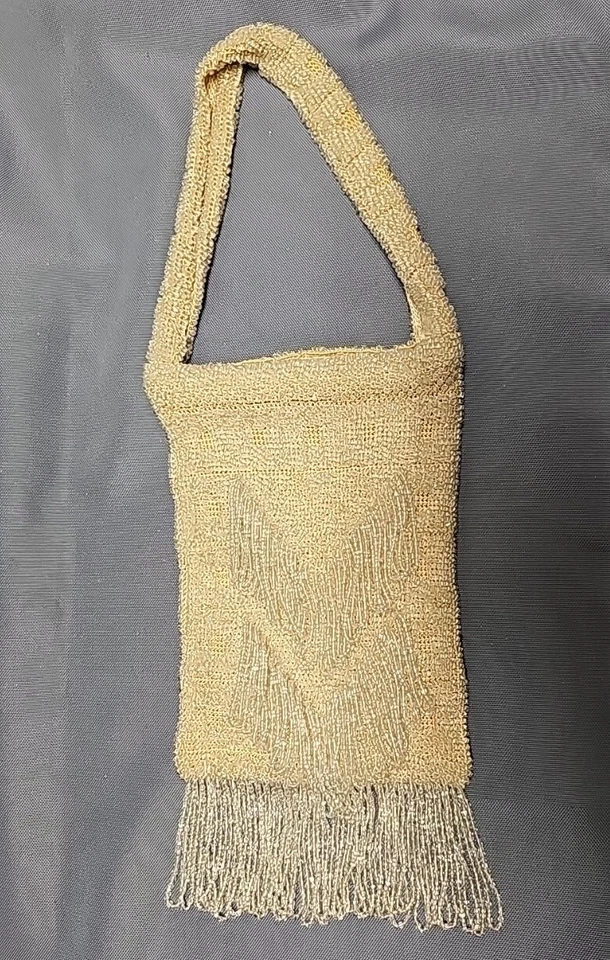 Bolso de mano de colección con cuentas de vidrio transparente blanco marfil aleta boda noche Foto 1 de 4