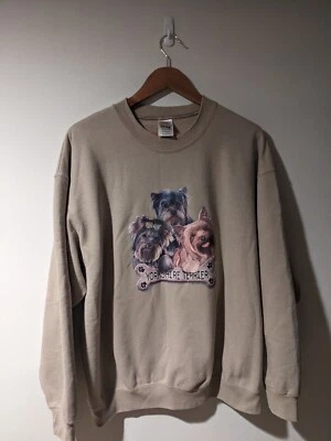 Moletom Vintage Anos 90 Yorkshire Terrier Dog Animal Nature Bege Marrom X-Grande - Imagem 1 de 4