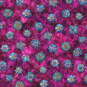 Quilting Treasures Radiant Reflections Stained Glass Stars Magenta By the Yard - Picture 1 of 5
