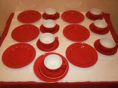Dibbern Solid color  Rot   Kuchenteller, Tassen, Unterteller   Gedecke - Bild 1 von 4