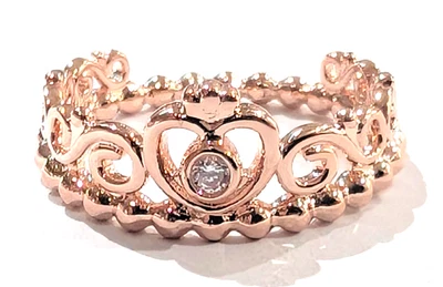 Anillo Pandora ROSA, anillo My Princess, #180880CZ, circonita cúbica transparente, chapado en oro rosa, tamaños Foto 1 de 4