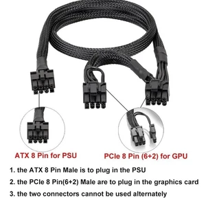 ATX PSU 8 Pin Male To Dual 8 Pin 6+2 Pin Pcie Male Gpu Power Supply Spli - Afbeelding 1 van 7