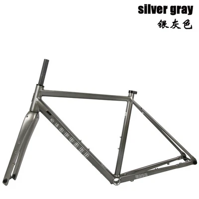 Cuadro de bicicleta de carretera grava todoterreno bicicleta cuadro de freno de disco 700C con horquilla de carbono Foto 1 de 4