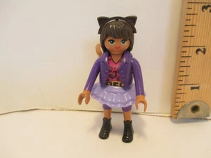 Playmobil figure MODERN WOMAN IN PURPLE OUTFIT / CAT COSTUME W/ EARS & TAIL - Picture 1 of 10