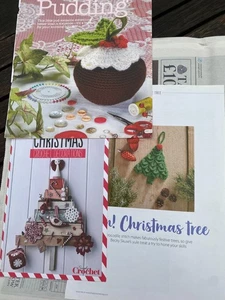 Folleto de decoraciones navideñas de ganchillo simple + cesta de pudín y bastón de ángel de árbol - Imagen 1 de 8