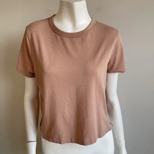 Lululemon Damen 6 klassische Passform Baumwollmischung T-Shirt hellbraun Basic minimalistisch - Bild 1 von 11