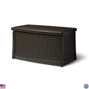 Mesa auxiliar Suncast caja de almacenamiento exterior de resina de 30 galones, color Java, hecha en EE. UU. - Imagen 1 de 6