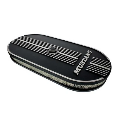 Filtro de aire ovalado de aluminio fundido para carburador individual de 4 barriles - Mustang Script Foto 1 de 3