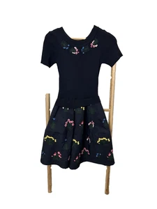 Valentino Black Embroidered Short Sleeve Dress – Made in Italy – Size 38 - Picture 1 of 7