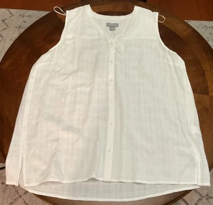 Liz Claiborne Crew Neck Sleeveless Tunic Top Size XXL White Sheer Over Tank - Picture 1 of 8
