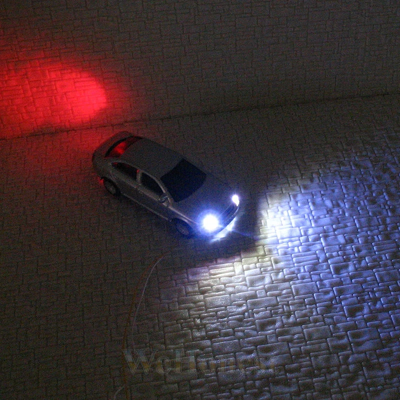 10 Model Lighted Cars OO gauge 1:76 with 12V LEDs lights motion your layouts - Image 1 of 1
