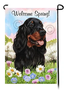 Welcome Spring Garden Flag - Gordon Setter - Picture 1 of 1