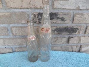 LOT OF 2 VINTAGE 1960'S PEPSI COLA GLASS SODA BOTTLES SWIRL 8 & 16 OZ. EMPTY - Picture 1 of 20