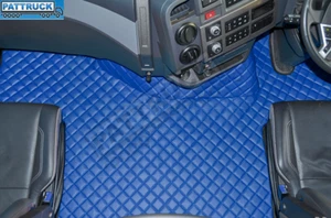 TRUCK ECO LEATHER FLOOR MATS SET-BLUE FIT RENAULT T RANGE - FLAT FLOOR - Picture 1 of 10