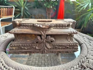 1800's Ancient Old Wooden Craved Floral Beautiful Rare Base Bracket - Picture 1 of 17