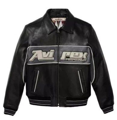 Avirex Men's Style Nitro Run NYC 75 Eagle Patch black Leather Jacket Black NWT - Image 1 of 4