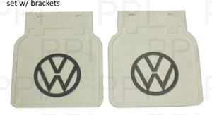 VW BUG WHITE MUD FLAPS PAIR WITH BRACKETS 111821805W FREE SHIPPING - Picture 1 of 1