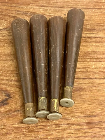 Set Of 4 Vintage Mid Century Modern Tapered Table Legs Metal Tips 9" Cover