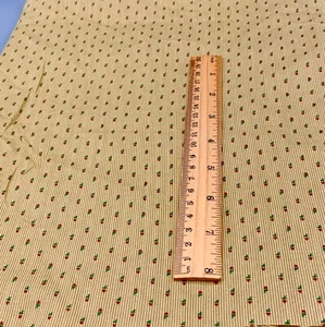 vtg PETITE GREEN PINK ON TAN STRIPES CALICO Cotton Fabric Remnants 26" x 44" - Picture 1 of 1