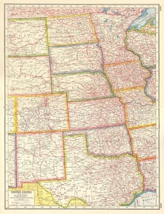 USA PLAINS STATES. ND SD NE MN IA NM OK Texas.United States.HARMSWORTH 1920 map - Picture 1 of 1