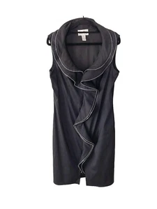 Joseph Ribkoff Women's Size 12 Black Full Zip Pencil Dress Zipper Ruffle Details - Picture 1 of 8