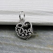 925 Sterling Silver Dad Heart Charm - Daddy Father Charm - Father's Day Charm