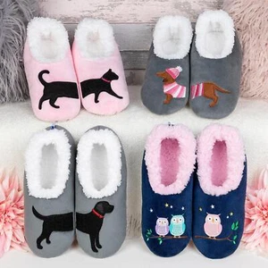 Snoozies Pairables Cats & Dogs Soft Sherpa Fleece Ladies Slippers sizes 3-9 UK - Picture 1 of 9