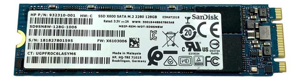 SanDisk SSD X400 M.2 2280 128GB SATA SSD Solid State Drive SD9SN8W-128G-1006 - Image 1 of 1