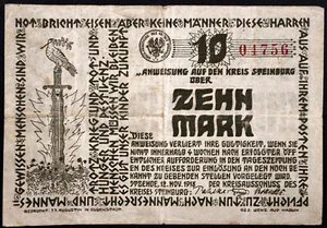 ITZEHOE 1918 Wenzel Hablik Art! "Kreis Steinburg" 10 Mark Grossnotgeld Banknote - Picture 1 of 2