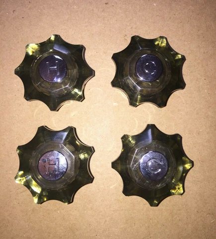 4 Vintage Acrylic Faucet Handles New Old Stock Steampunk Arts, 1 EXTRA - 5 Total Cover